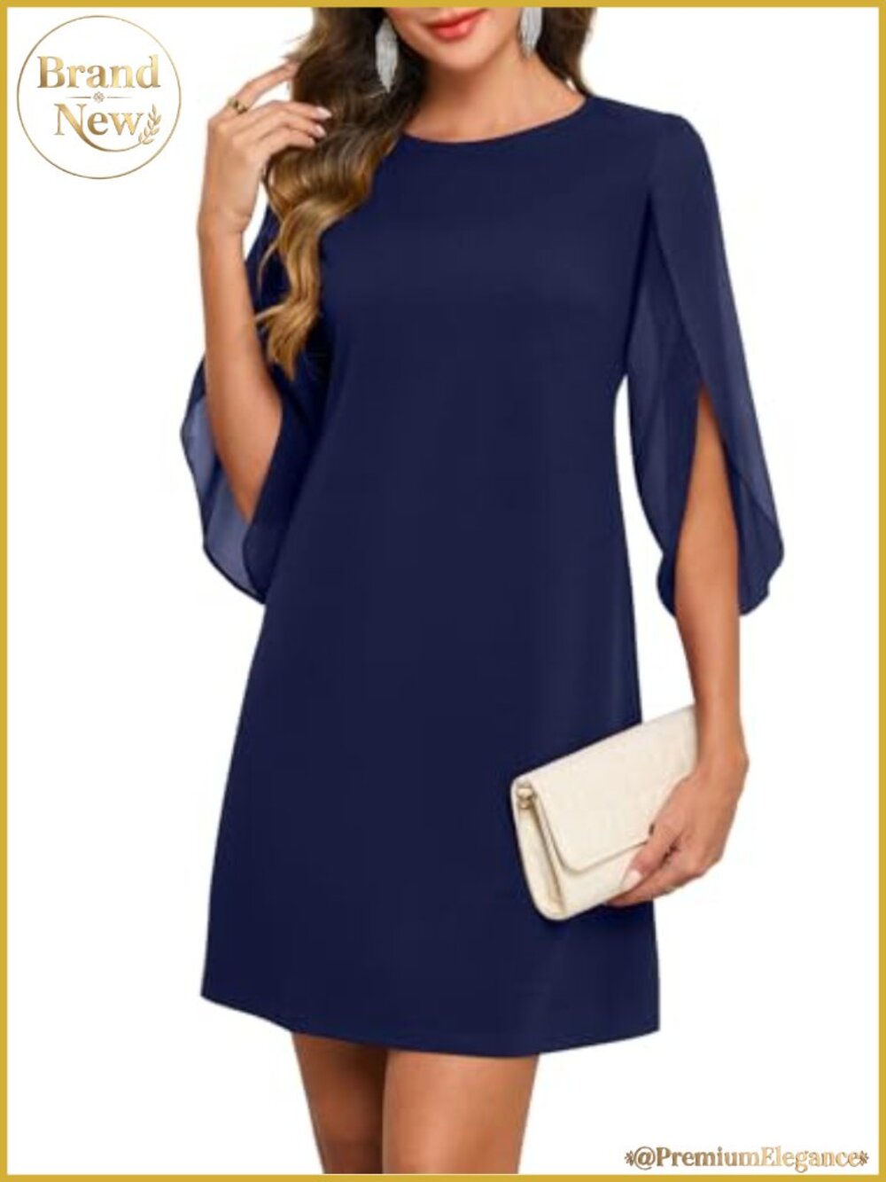 Women's Flutter Sleeve A-line Cocktail Dress with Hidden Back Zipper